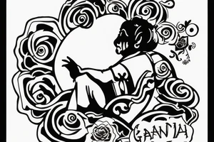 grandma sitting on a chair looking in the distance tattoo idea