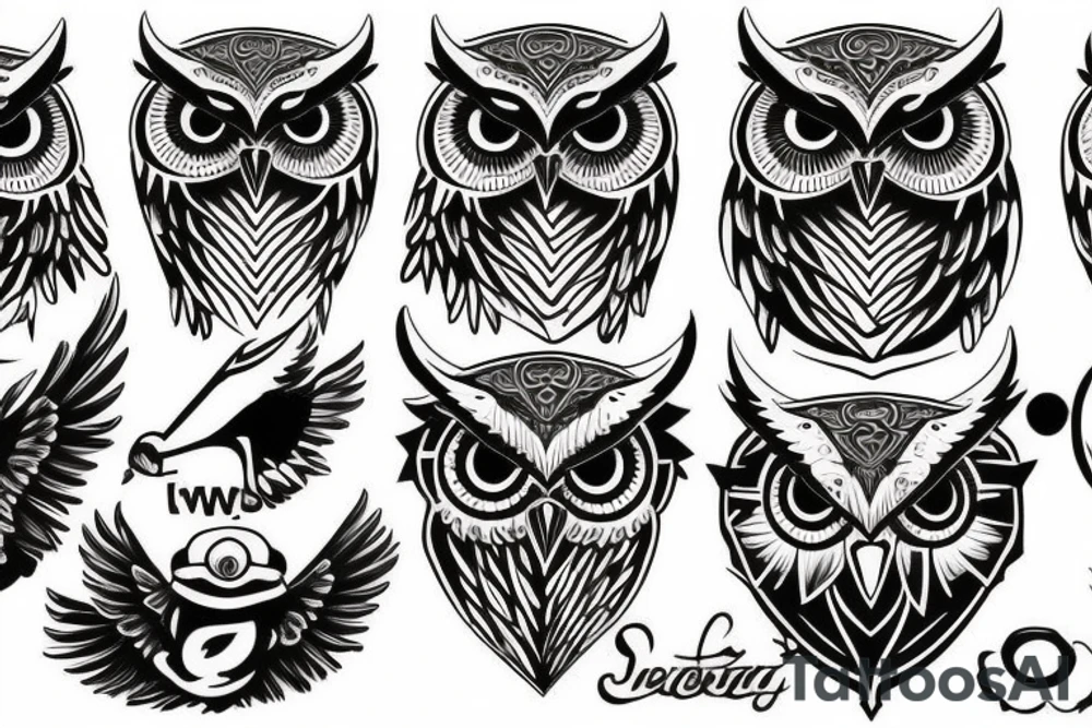 Owl head on ten speed bicyclist body tattoo idea