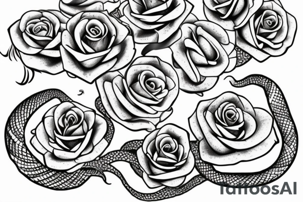 Snake with roses tattoo idea