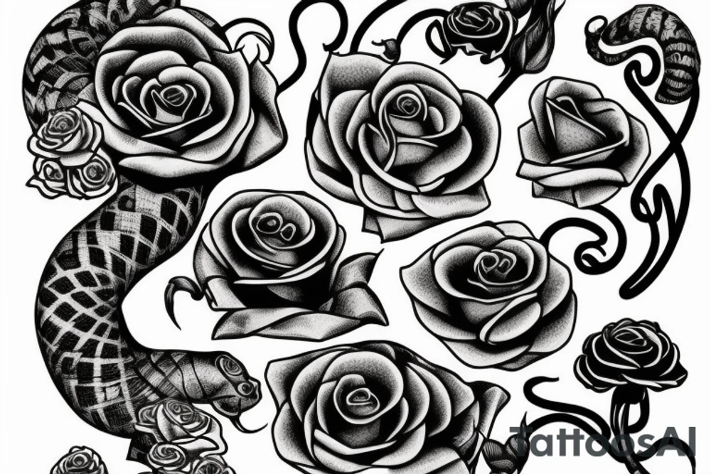 Snake with roses tattoo idea