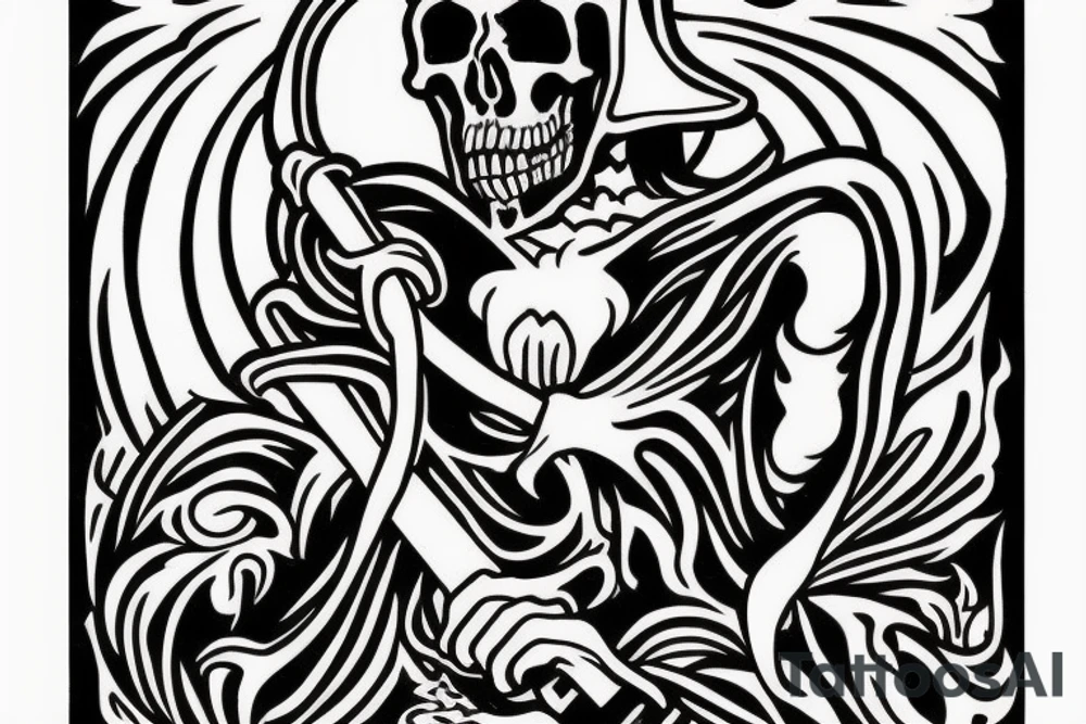 Grim reaper, woodcut style tattoo idea