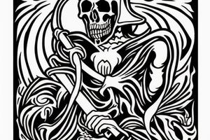 Grim reaper, woodcut style tattoo idea