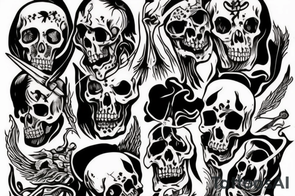 Grim reaper, woodcut style tattoo idea