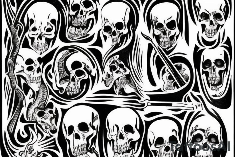 Grim reaper, woodcut style tattoo idea