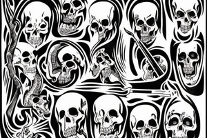 Grim reaper, woodcut style tattoo idea