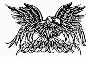 Eagle with its Wings wide Open, Head Rised, tattoo idea