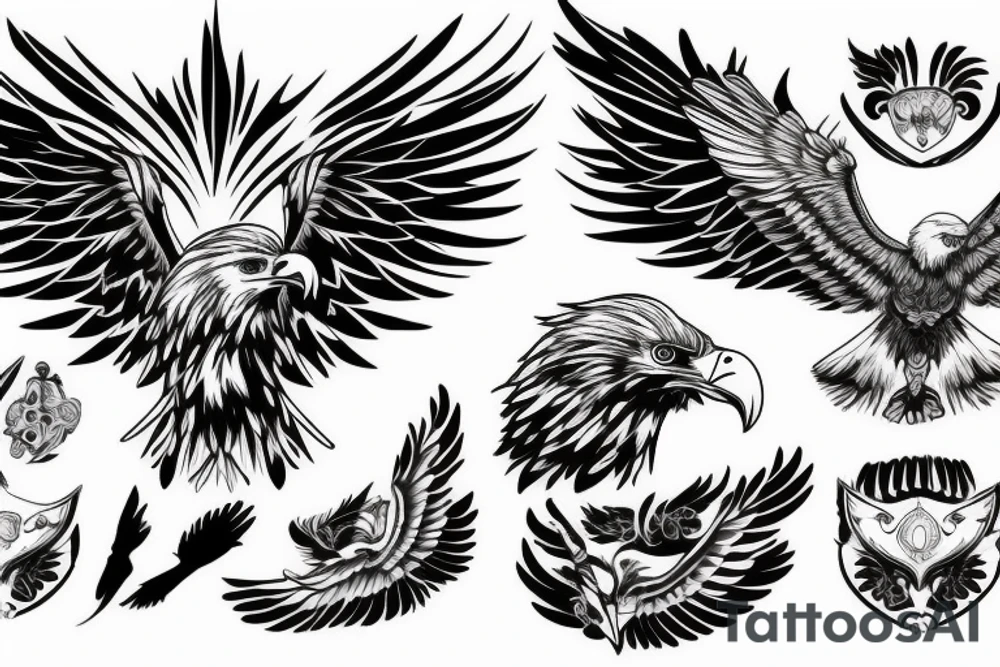 Eagle with its Wings wide Open, Head Rised, tattoo idea Eagle with its Wings wide Open, Head Rised, tattoo idea
