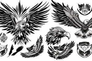 Eagle with its Wings wide Open, Head Rised, tattoo idea