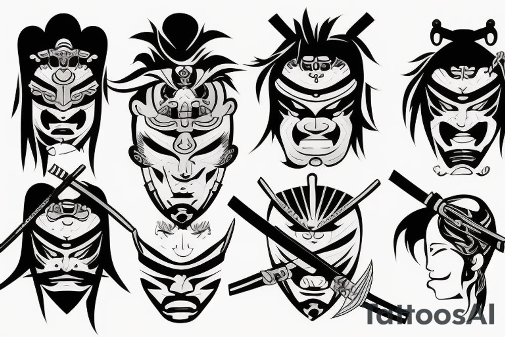 samurai with mask tattoo idea