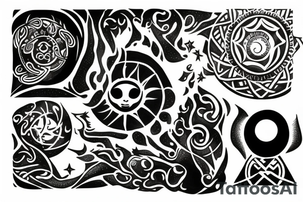 trinity star moon sun tattoo idea