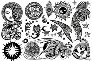 trinity star moon sun tattoo idea