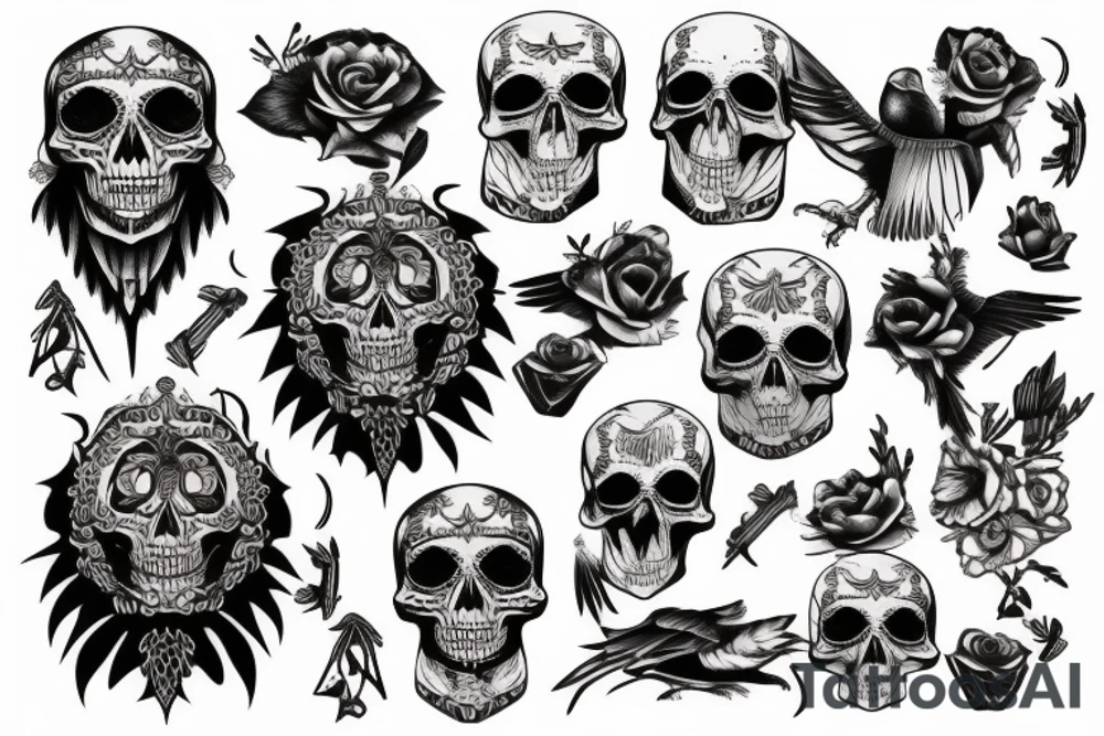 Crow with skull tattoo idea