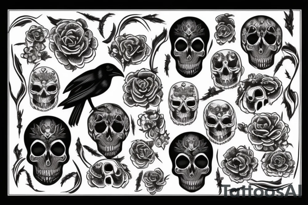 Crow with skull tattoo idea