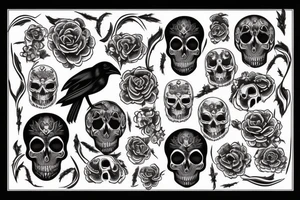 Crow with skull tattoo idea