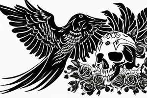 Crow with skull tattoo idea