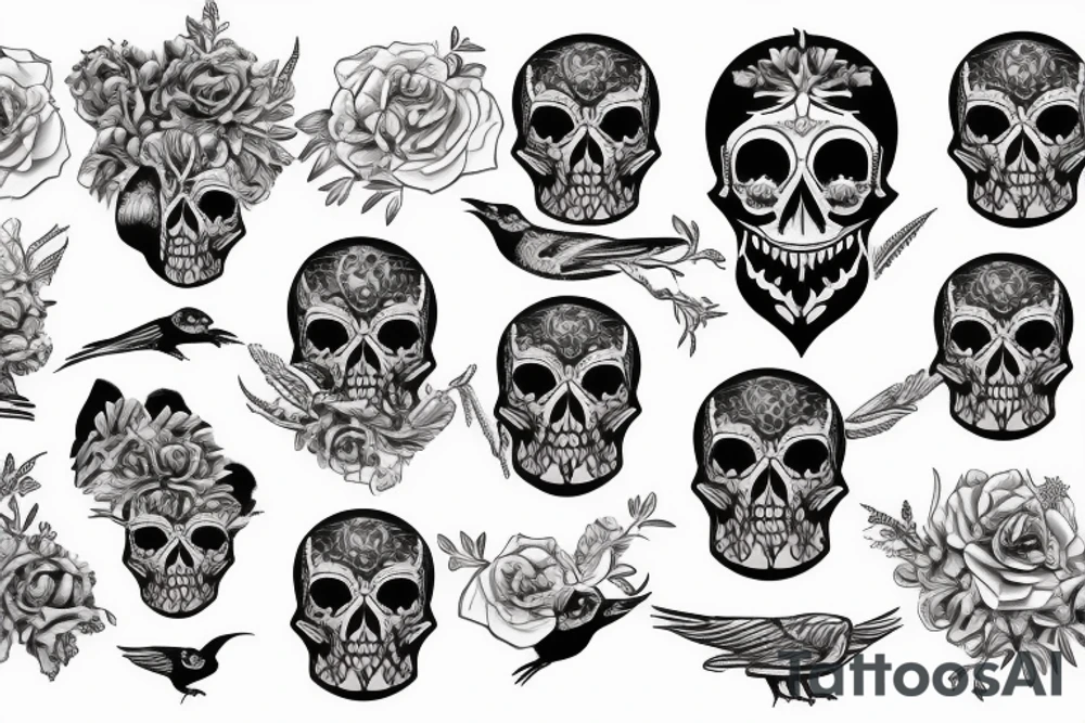 Crow with skull tattoo idea