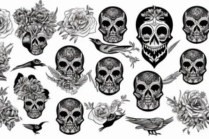 Crow with skull tattoo idea