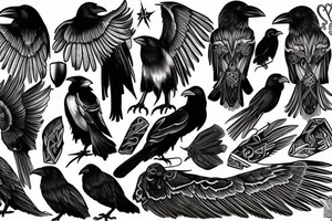 Crow and Odin tattoo idea