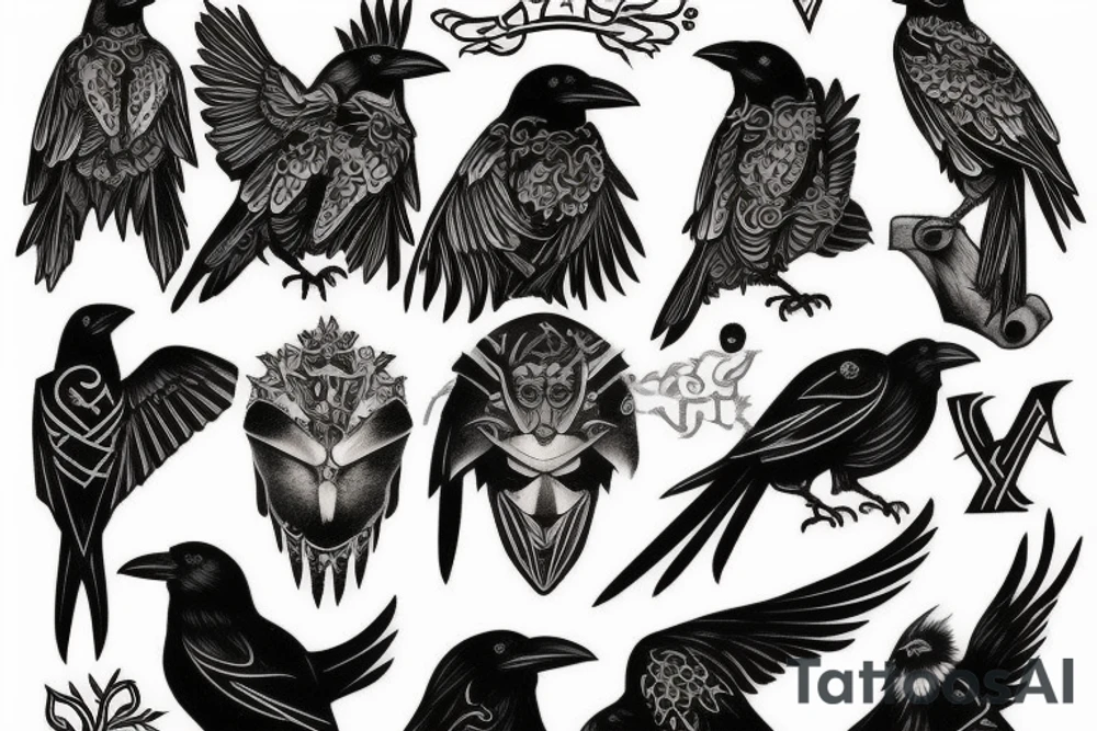 Crow and Odin tattoo idea