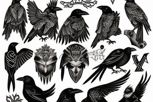 Crow and Odin tattoo idea
