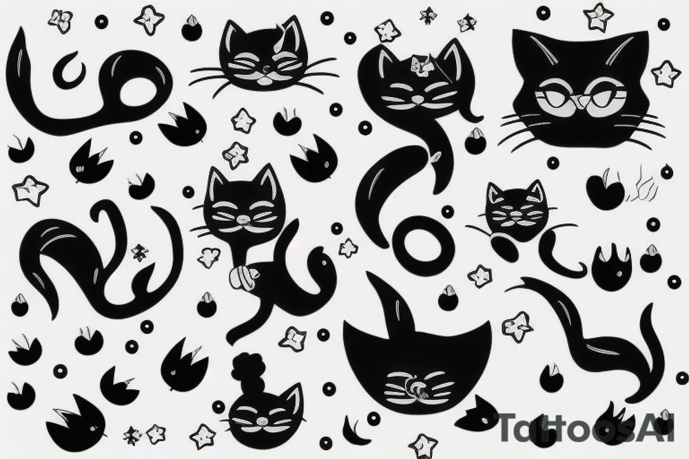 Black cat glitter minimalist tattoo idea