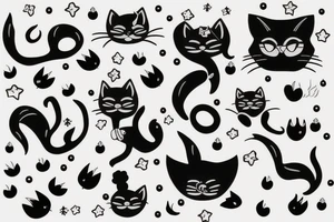 Black cat glitter minimalist tattoo idea