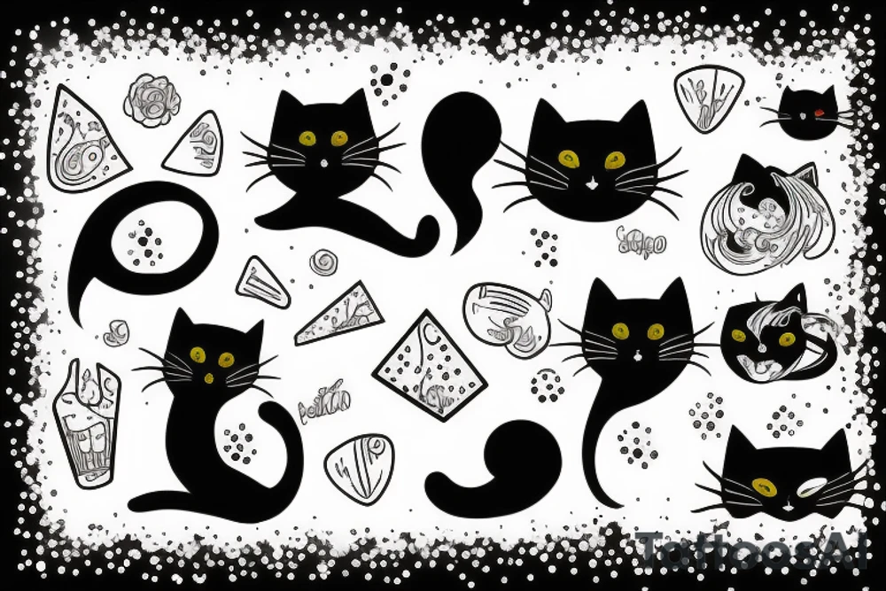 Black cat glitter minimalist tattoo idea