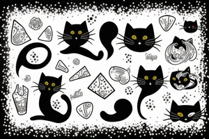 Black cat glitter minimalist tattoo idea