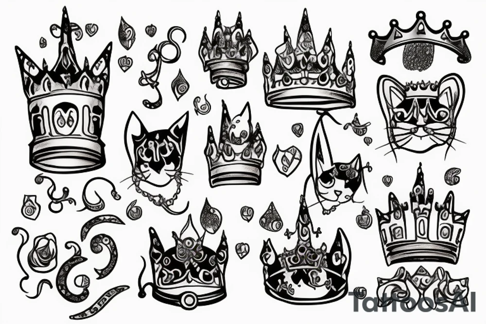 Cat princess castle queen tattoo idea