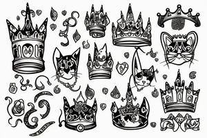 Cat princess castle queen tattoo idea