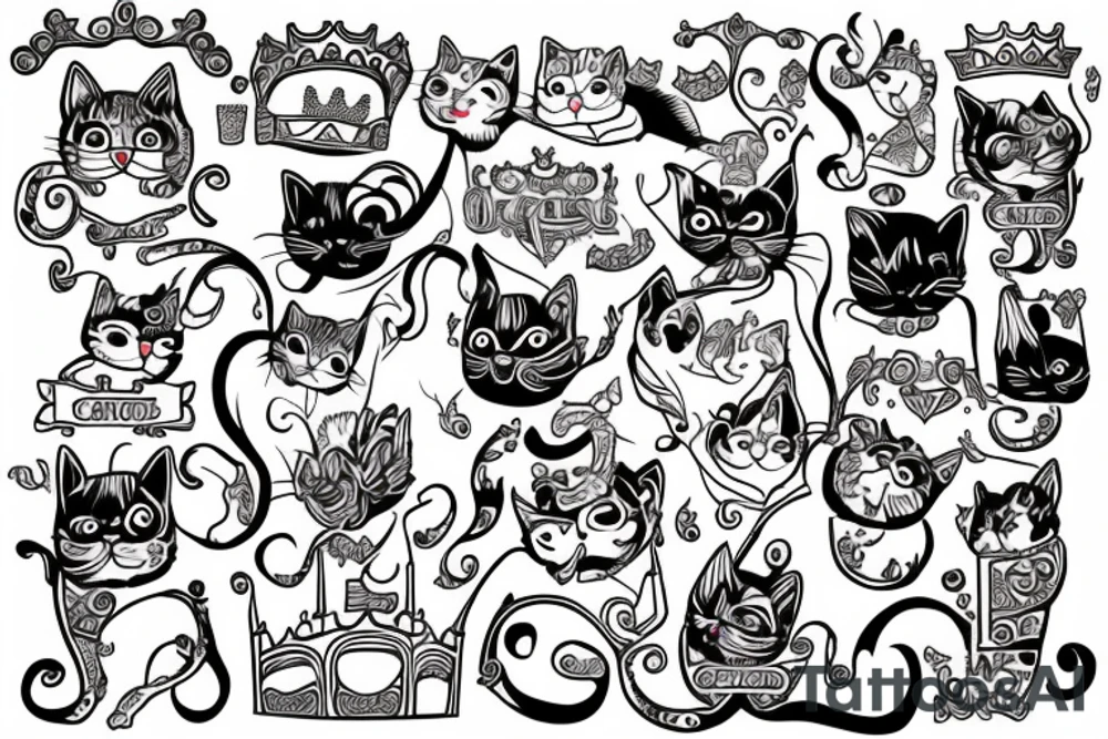 Cat princess castle queen tattoo idea