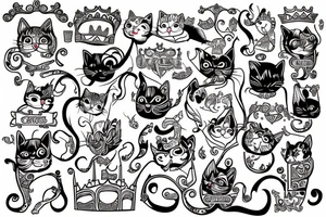 Cat princess castle queen tattoo idea