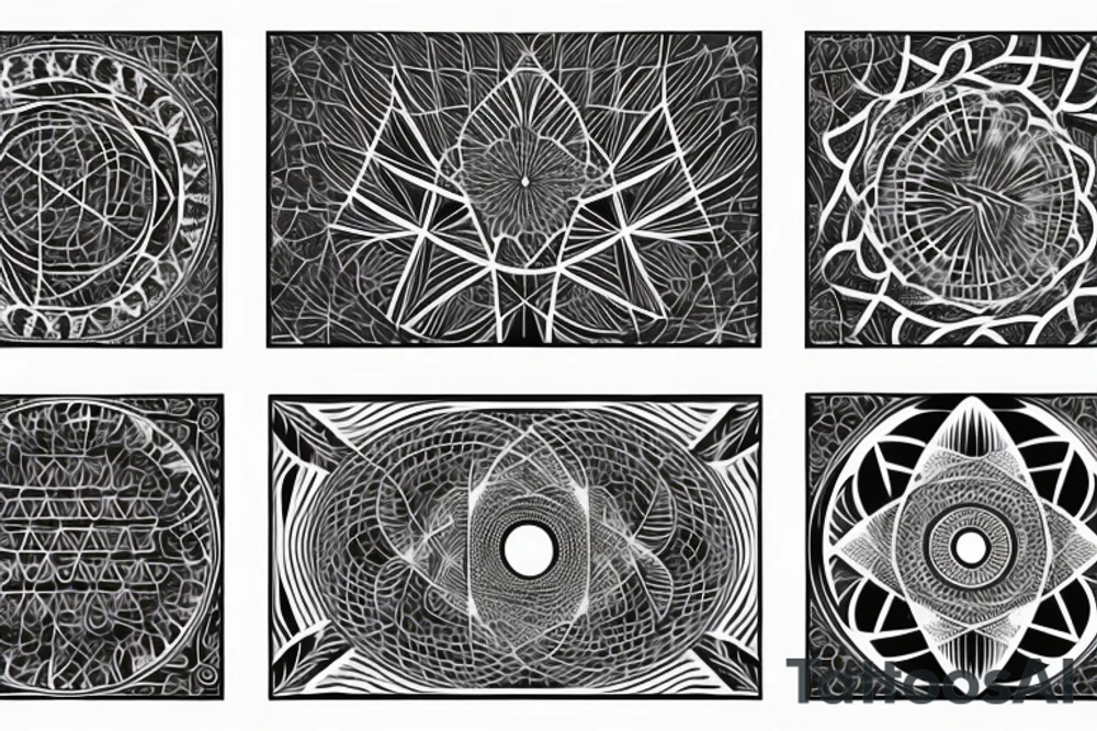 Sacred geometry with fractals on upper 
 back tattoo idea