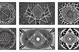 Sacred geometry with fractals on upper 
 back tattoo idea