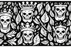 Skull with a leaves crown tattoo idea