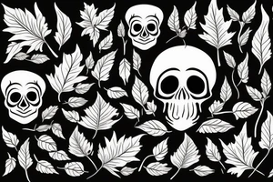 Skull with a leaves crown tattoo idea