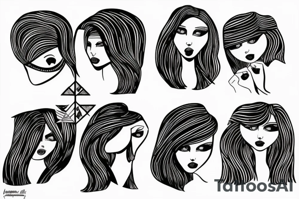 two female faces kissing tattoo idea