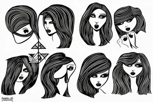 two female faces kissing tattoo idea