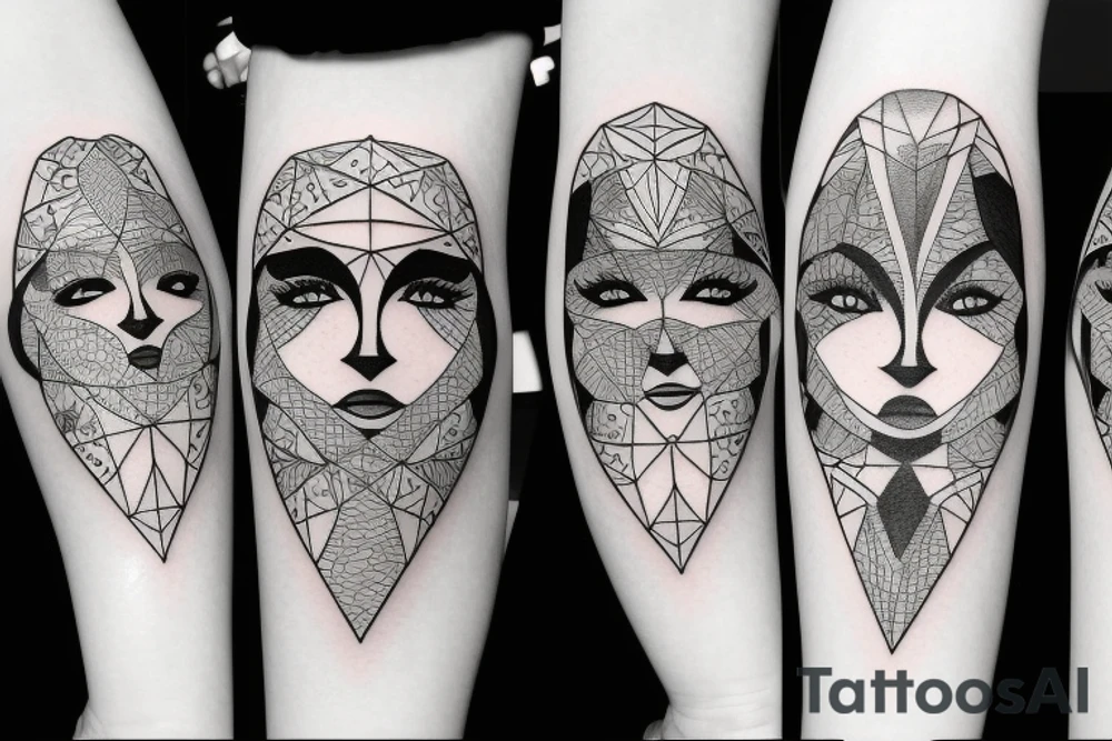 two female faces kissing tattoo idea