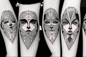 two female faces kissing tattoo idea