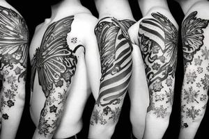Fire and snowflake butterfly tattoo idea