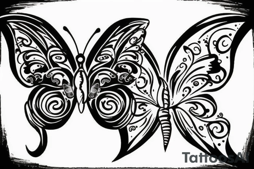 Fire butterfly tattoo idea
