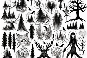 the witch, forest, scarry tattoo idea