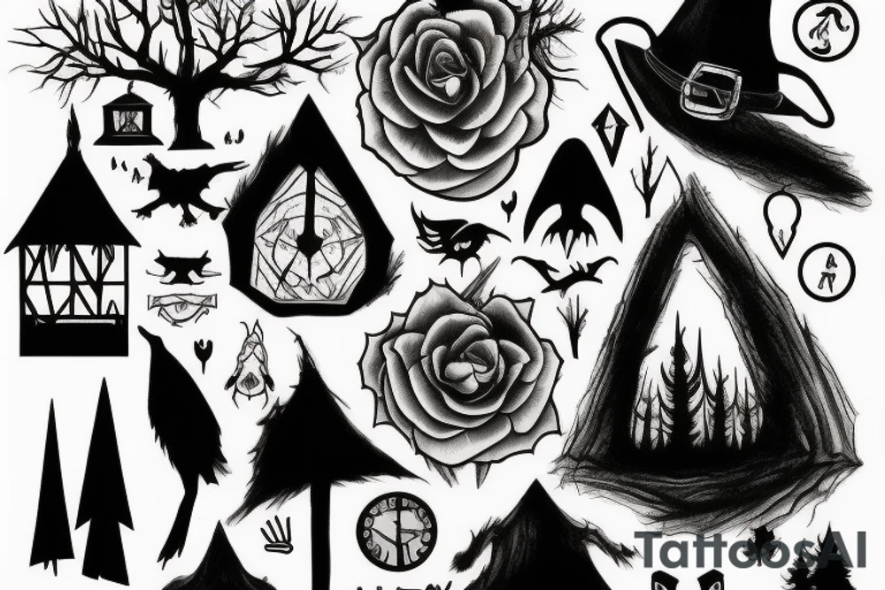 the witch, forest, scarry tattoo idea