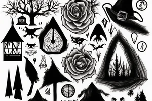 the witch, forest, scarry tattoo idea