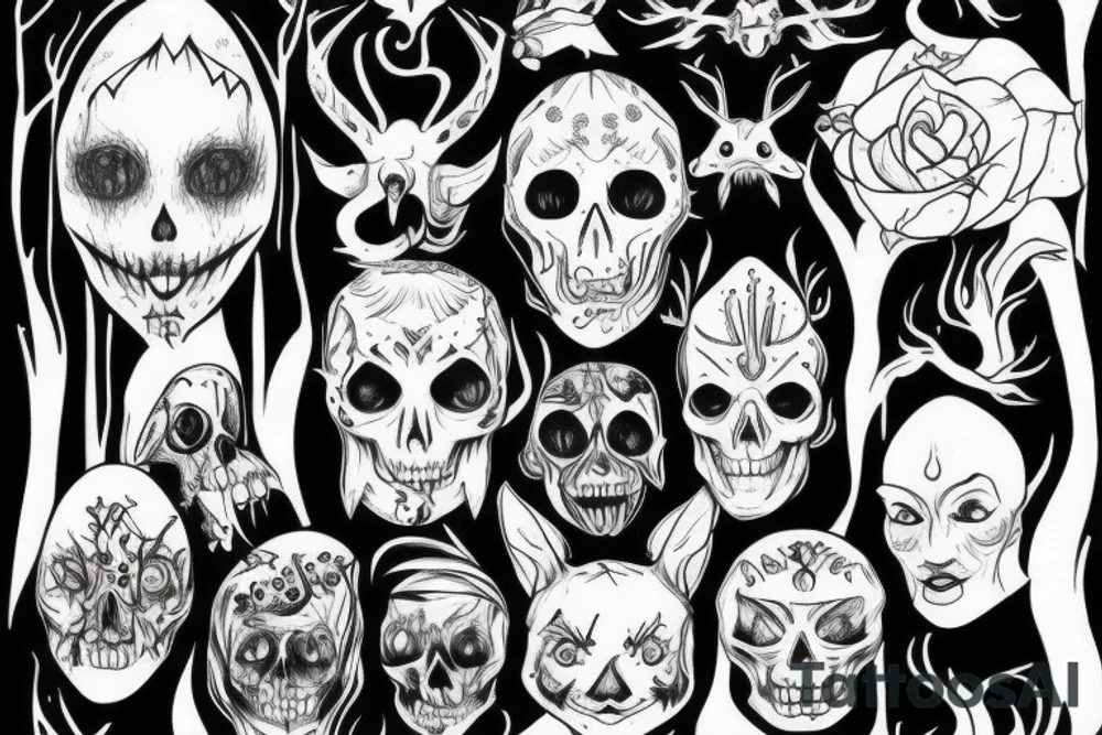 the witch, forest, scary tattoo idea