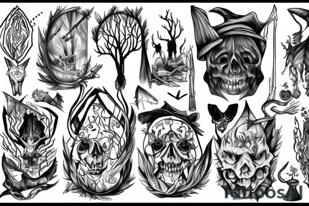 the witch, forest, scary tattoo idea