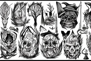 the witch, forest, scary tattoo idea