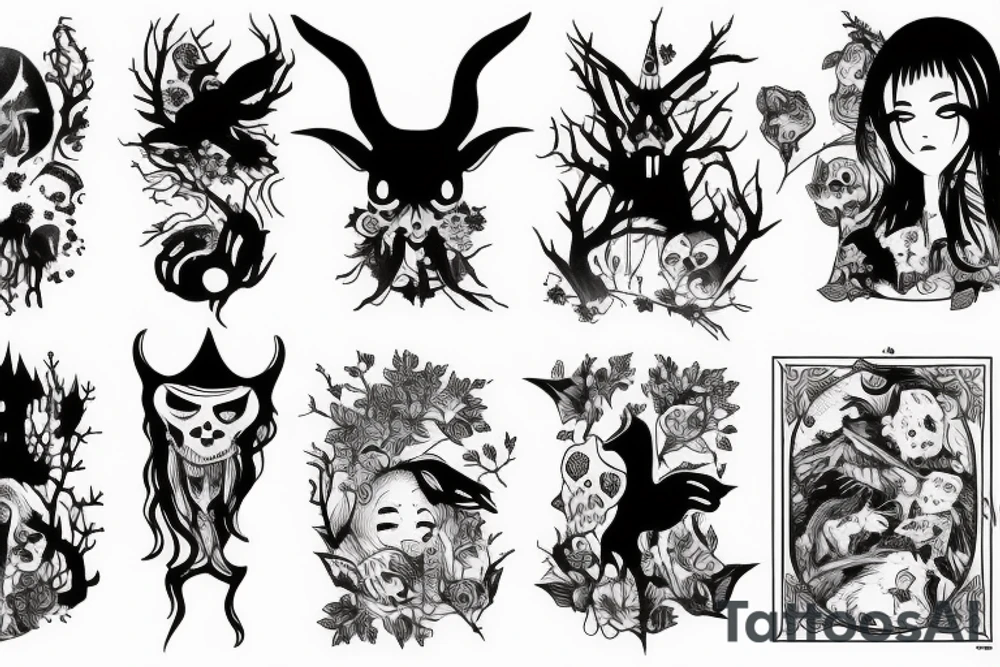 the witch, forest, scary tattoo idea