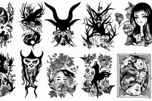 the witch, forest, scary tattoo idea